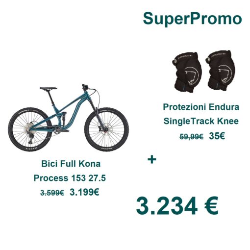 Immagine Promo bici Kona Process 153 ruota 27.5 colore Dragonfly + protezioni Endura SingleTrack Knee